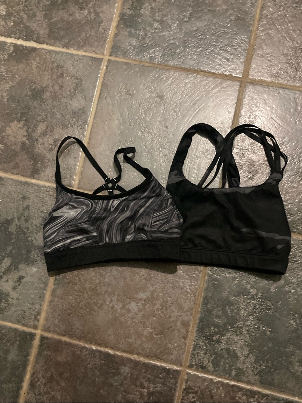 Women’s Black Marble and Camo Sports Bras Athleta and Champion Size S
